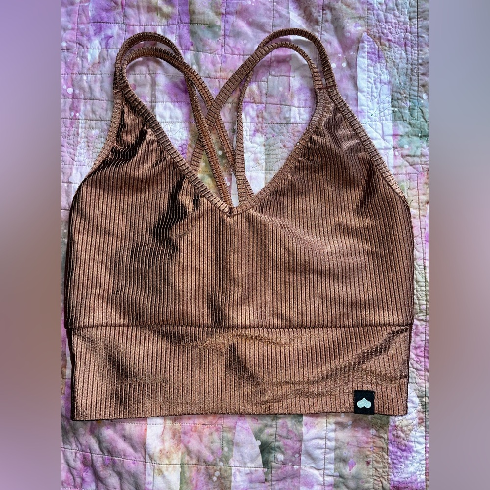 Rust Ribbed Strappy Crop Top